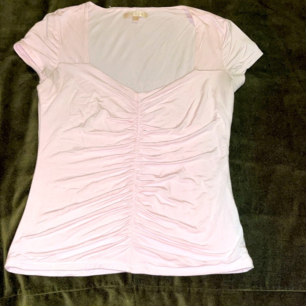 Pink ruching top by Guess. Size small